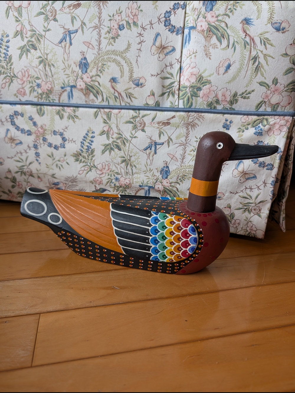 Vtg Handpainted Wooden Duck